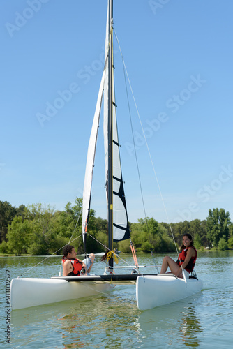 a couple learning to sail