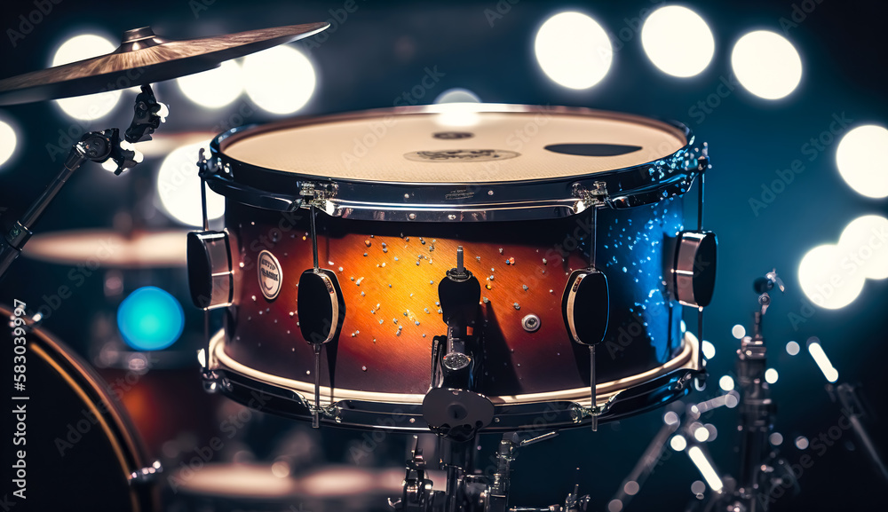 Obraz premium Close-up of a snare drum, percussion instrument, generative AI.
