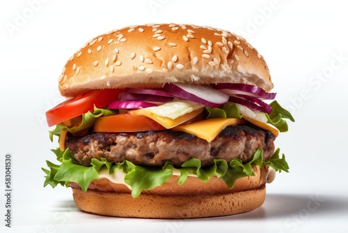 Hamburger, delicious fast food, Beef meal, cheeseburger (Ai generated) © thesweetsheep