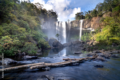 K50 waterfall. The majestic K50 waterfall is still very wild in the tropical jungle in K 'Bang district, Gia Lai province, Vietnam  