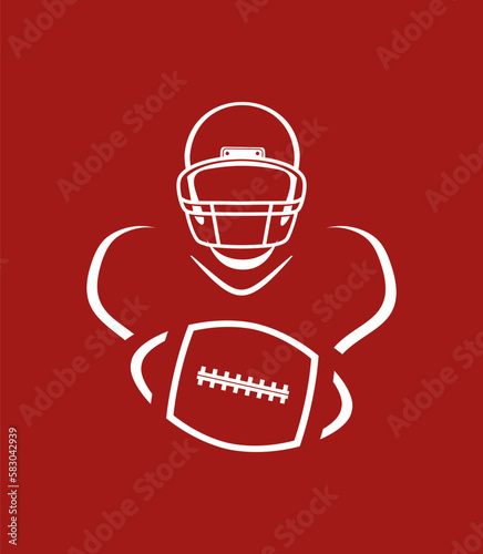 
American football player. Vector illustration. Quarterback. Super bowl. Pigskin. Gridiron football. NFL. USA Football. English rugby.