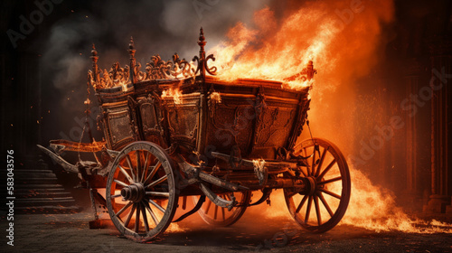  A chariot with wheels of fire Generative AI  photo