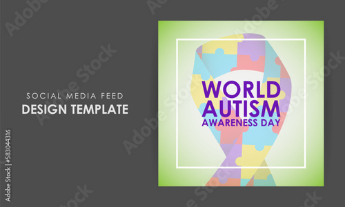 Vector illustration of World Autism Awareness Day social media story feed mockup template