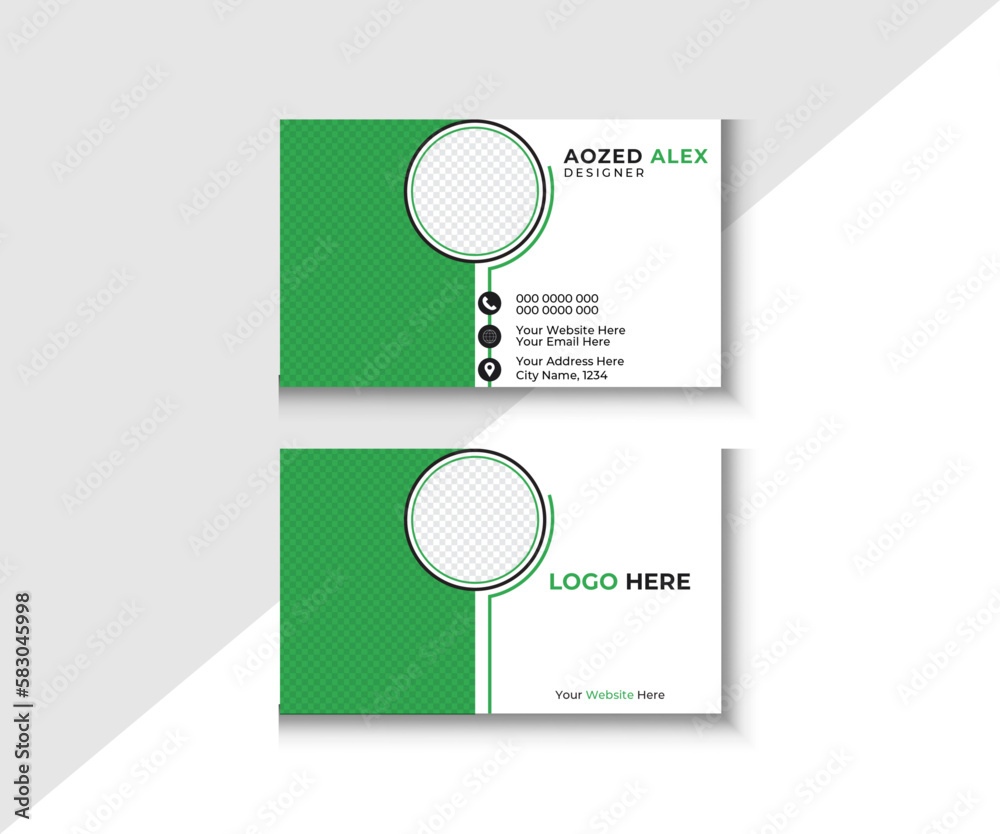 Modern and creative business card template with photo place holder. Personal visiting card with company logo. Modern and creative business card template with photo place holder. Personal visiting card with company logo.