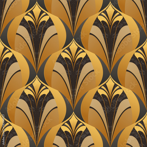 Art deco seamless pattern design with art noveau elements.