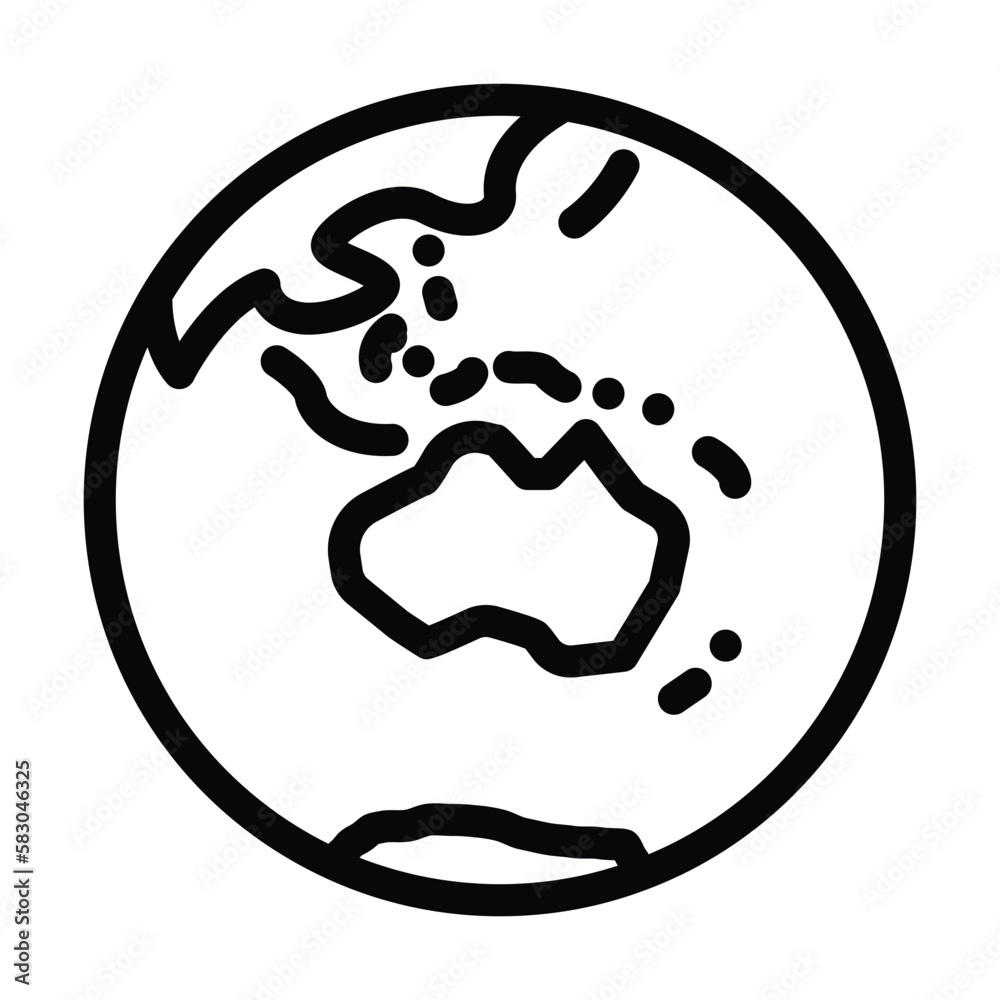 australia earth planet map line icon vector illustration australia earth planet map line icon vector illustration
