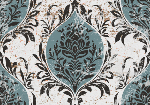 Vector damask seamless pattern background. Classical luxury old fashioned damask ornament, royal victorian seamless texture for wallpapers, textile, wrapping. Exquisite floral baroque template.