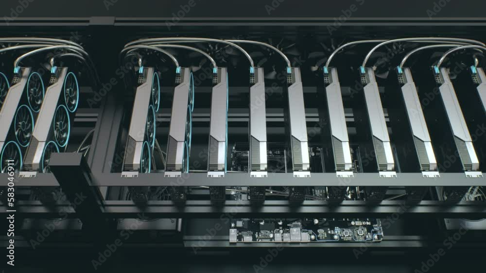 Cryptocurrency Mining Rigs Loop Animation