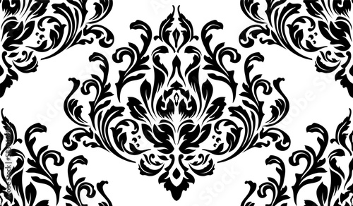 Vector damask seamless pattern background. Classical luxury old fashioned damask ornament, royal victorian seamless texture for wallpapers, textile, wrapping. Exquisite floral baroque template.