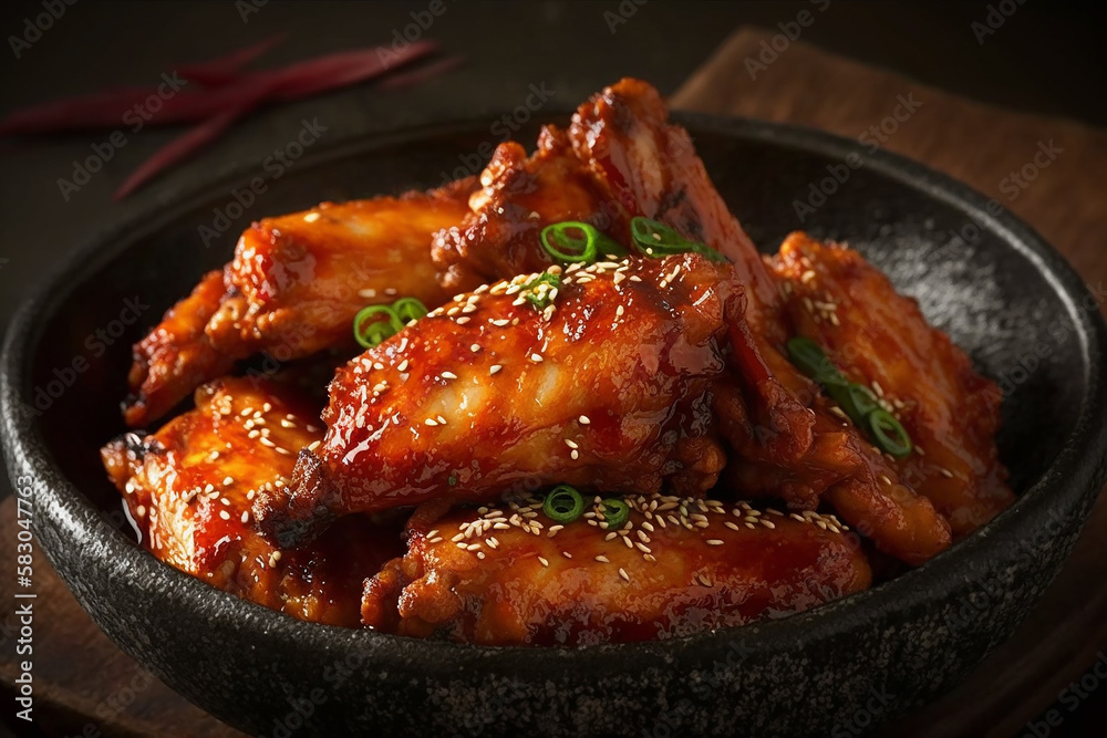 Korean spicy chicken wing's Stock Illustration | Adobe Stock