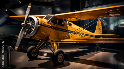 A vintage plane on display at an aviation museum Generative AI 