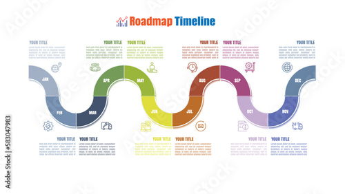 Data analytics and collection abstract process infographic template chart for business. 12 Months modern Timeline diagram calendar, presentation vector infographic