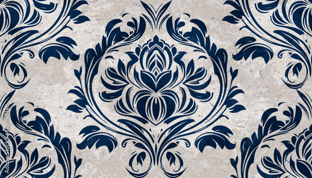 Vector damask seamless pattern background. Classical luxury old fashioned damask ornament, royal victorian seamless texture for wallpapers, textile, wrapping. Exquisite floral baroque template.
