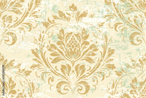Vector damask seamless pattern background. Classical luxury old fashioned damask ornament, royal victorian seamless texture for wallpapers, textile, wrapping. Exquisite floral baroque template.