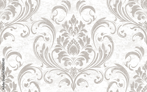 Vector damask seamless pattern background. Classical luxury old fashioned damask ornament, royal victorian seamless texture for wallpapers, textile, wrapping. Exquisite floral baroque template.
