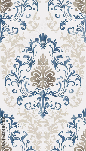 Vector damask seamless pattern background. Classical luxury old fashioned damask ornament, royal victorian seamless texture for wallpapers, textile, wrapping. 
