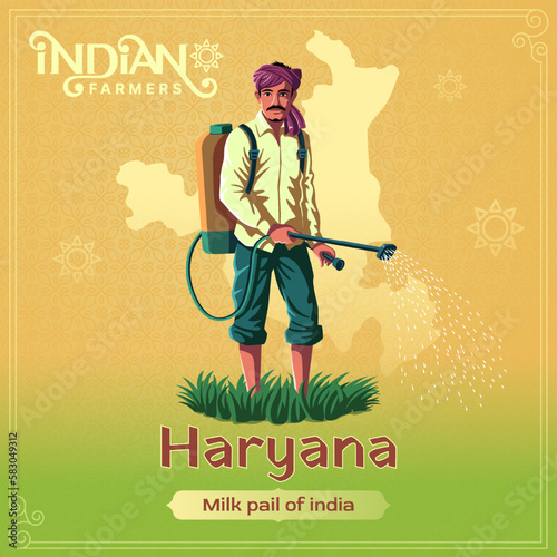 Haryana Farmer - A Vibrant Vector Illustration Depicting the Resilience and Hard Work of Indian Agriculture