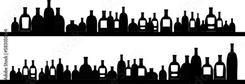 Silhouette: Regale mit Flaschen - Bar, Sammlung, Tasting