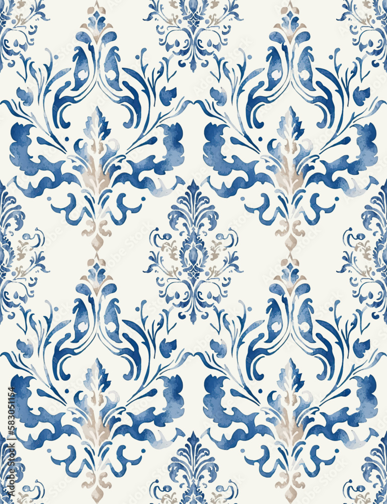 Vector damask seamless pattern background. Classical luxury old fashioned damask ornament, royal victorian seamless texture for wallpapers, textile, wrapping. 