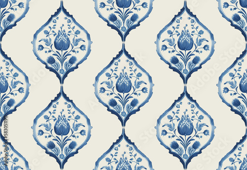 Vector damask seamless pattern background. Classical luxury old fashioned damask ornament, royal victorian seamless texture for wallpapers, textile, wrapping. 