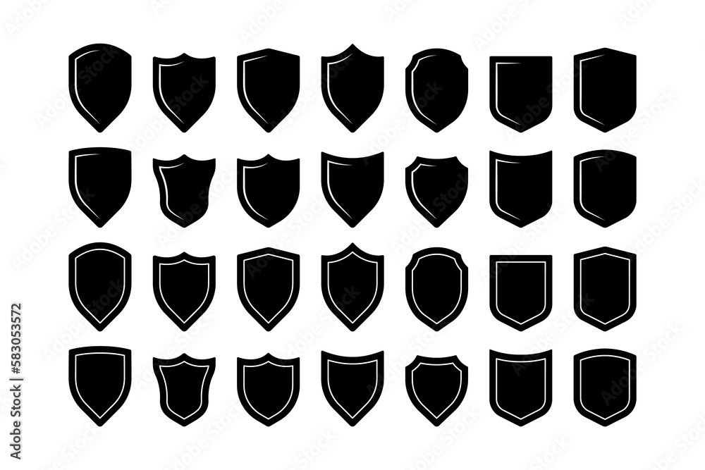 Shield icon set. Security shields logotypes. Badge quality symbol, sign ...