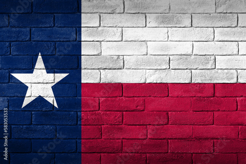 Texas flag painted on a brick wall