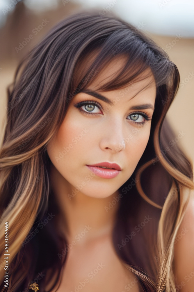 Portrait of a young, beautiful woman, Generative AI Portrait of a young, beautiful woman, Generative AI