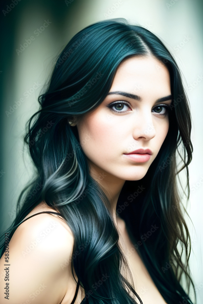Portrait of a young, beautiful woman, Generative AI Portrait of a young, beautiful woman, Generative AI