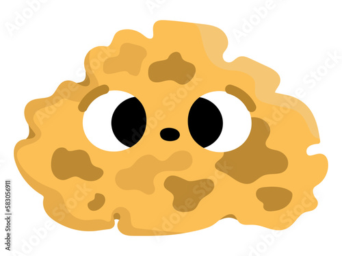 Vector sea sponge icon. Under the sea illustration with cute funny yellow fish. Ocean animal clipart. Cartoon underwater or marine clip art for children isolated on white background.
