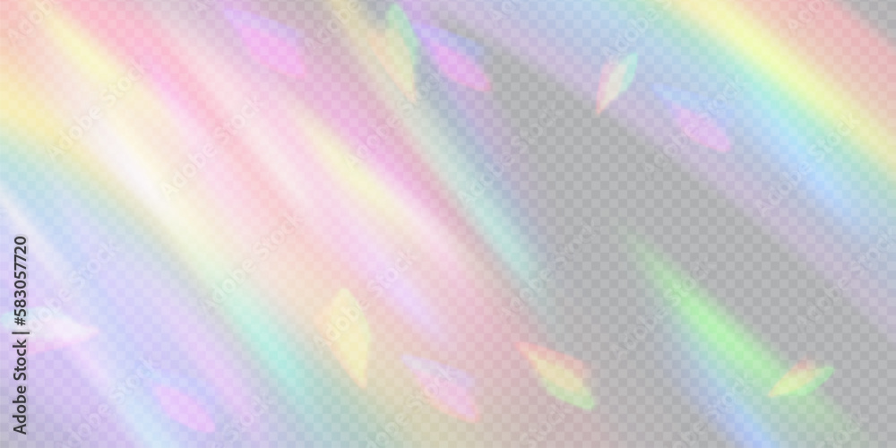 Rainbow light prism effect, transparent background. Hologram reflection ...