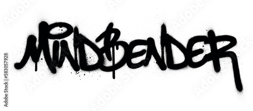graffiti mindbender word sprayed in black over white