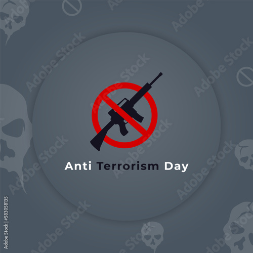 Anti Terrorism Day Greeting Card Banner Poster for Stop Terrorism Vector Illustration