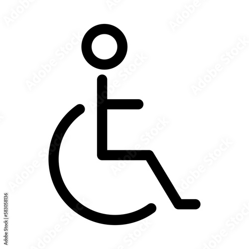 Vector toilet for disabled icon. Line sign. Bathroom for handicap. Editable stroke. Restroom for people with wheelchair.