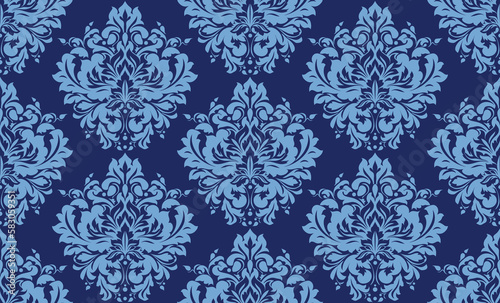 Vector damask seamless pattern background. Classical luxury old fashioned damask ornament  royal victorian seamless texture for wallpapers  textile  wrapping. Exquisite floral baroque template.