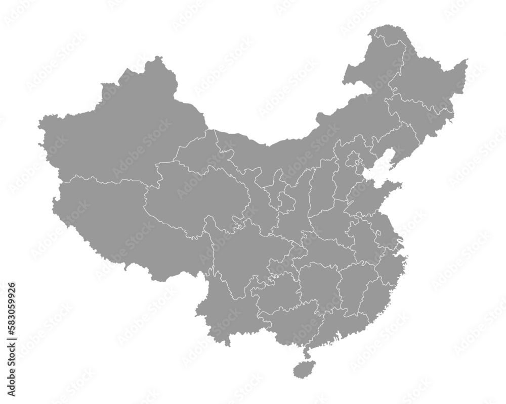 China map with administrative divisions. Vector illustration.