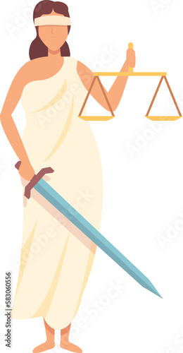 Woman of justice icon cartoon vector. Greek god. Ares legend