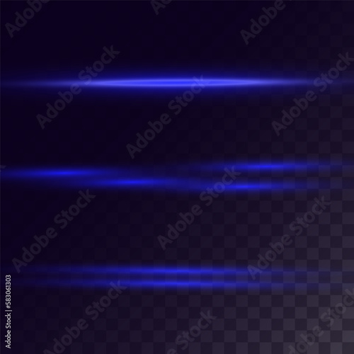  Beautiful glow light flare and spark. Laser beams, horizontal light rays. Particle motion effect. Magic of moving fast lines. Vector illustration.