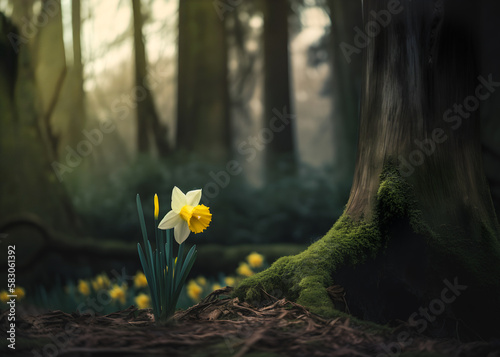 Daffodil flower in the forest