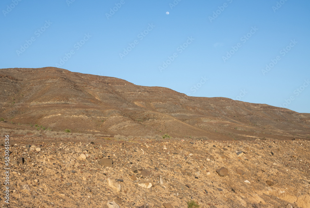 Rocky mountains in the east of Fuerteventura