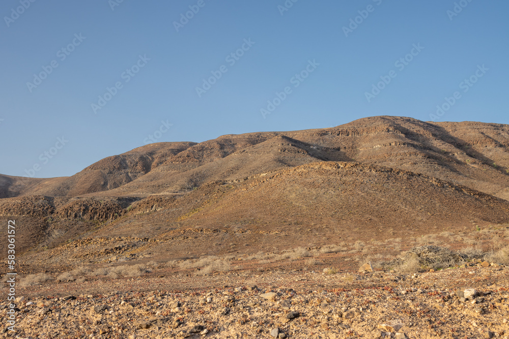 Rocky mountains in the east of Fuerteventura