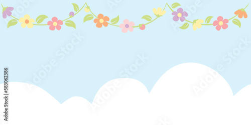 Spring bunting with vine and flower