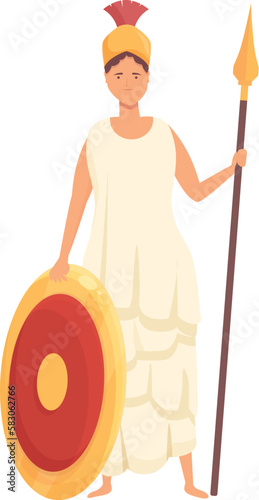 Athena icon cartoon vector. Greek god. Vesta atlas