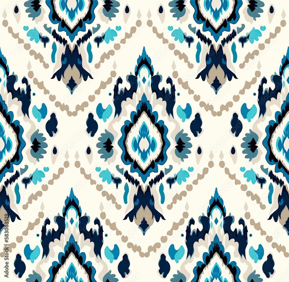Folklore ornament ikat. Tribal ethnic vector textures. Seamless striped pattern in Aztec style. Folk embroidery. Indian, Scandinavian, Gypsy, Mexican, African carpet