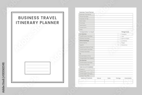 Business travel planner logbook or notebook kdp interior design 