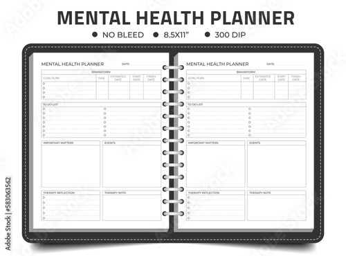 Mental Health Planner Logbook Or Notebook  kdp interior 