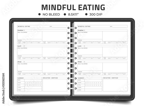 Mindful eating logbook on notebook  kdp interior 