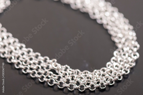 Set of various jewelry chains isolated on background, each one shot separately