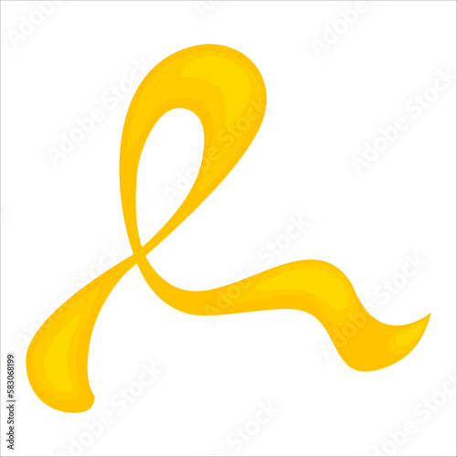 Yellow ribbon for childhood cancer awareness concept. Medical vector illustration.