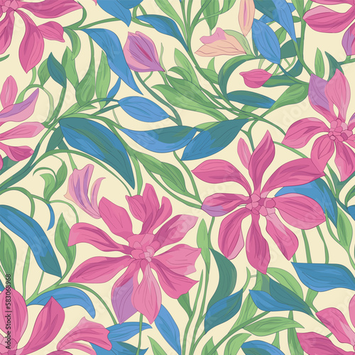 Seamless repeating pattern of lily