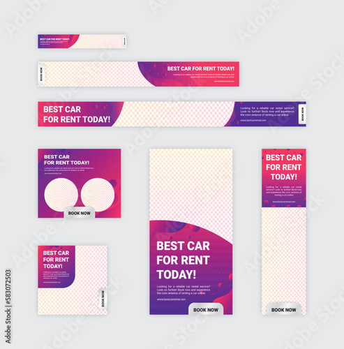 Banner template for online car rental service advertisement